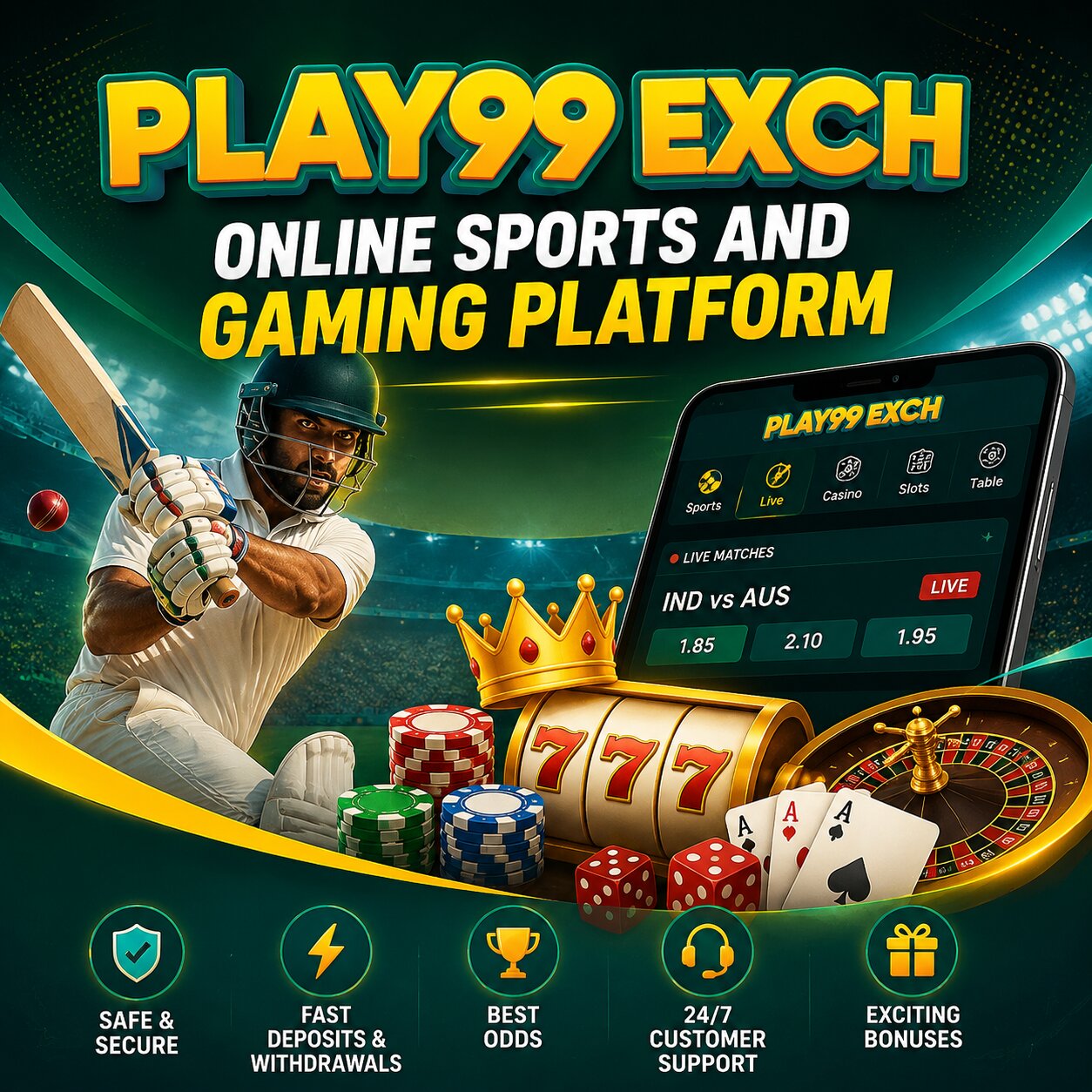 Play99Exch multi-sport collage with football, basketball and kabaddi players